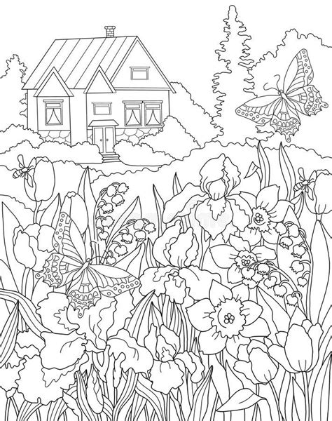 Coloring page The Secret Garden royalty free illustration | Garden ...