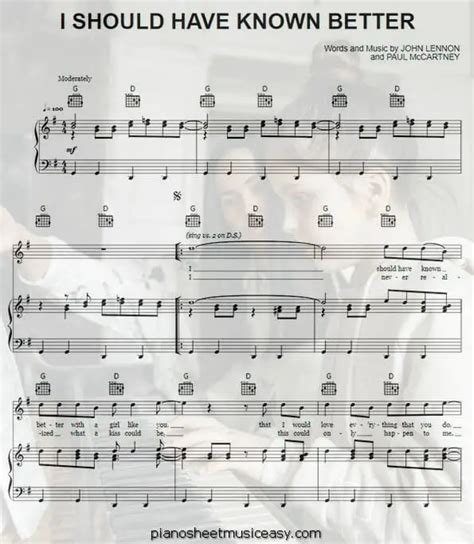 I should have known better sheet music - G Major