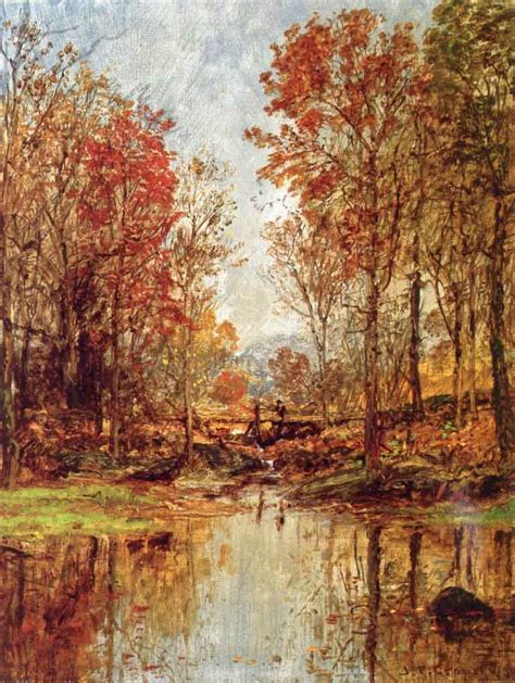 Autumn Landscape With Bridge By Jasper Francis Cropsey Art Reproduction from Cutler Miles.