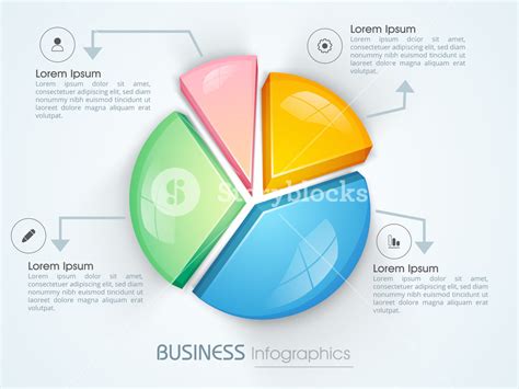 Glossy 3D pie chart infographic template Royalty-Free Stock Image - Storyblocks