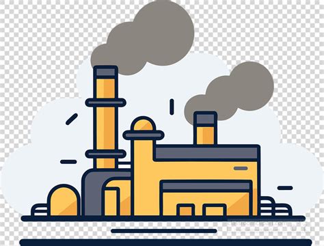 Transparent PNG-factory with emissions of smoke clip art