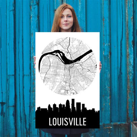 Louisville Skyline Silhouette Art Prints – Modern Map Art