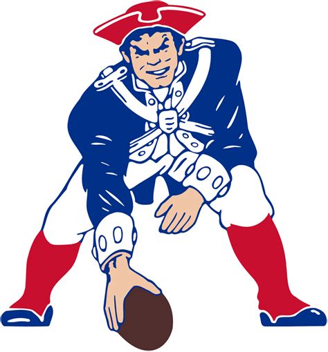 New England Patriots Primary Logo (1972-1988) - Patriot Pat in red, white, and blue about to ...