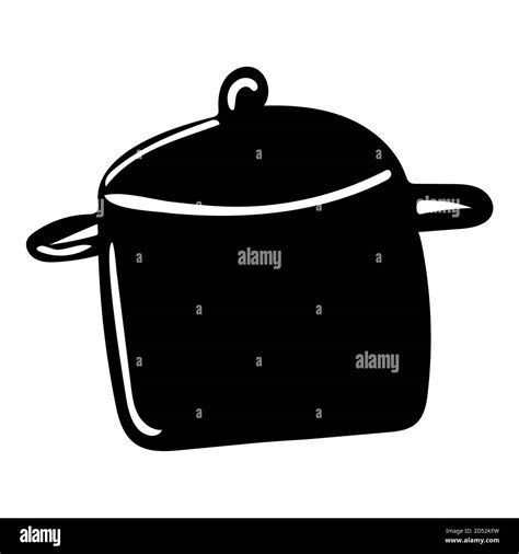 Isolated black kitchen pot in cartoon minimal style Stock Vector Image ...