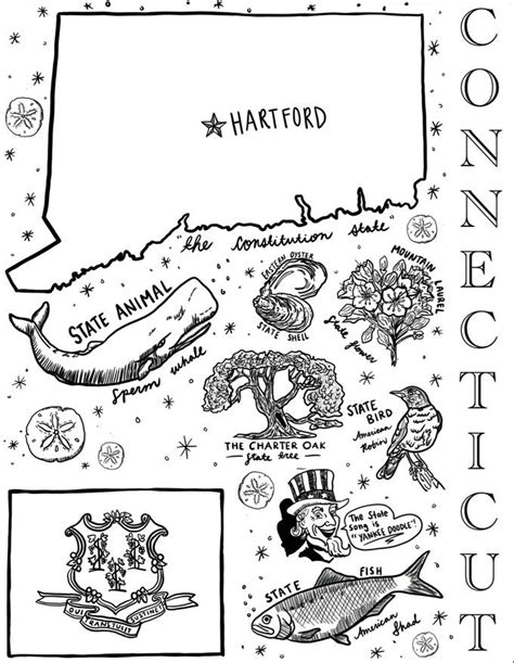 Connecticut Coloring Page - Etsy