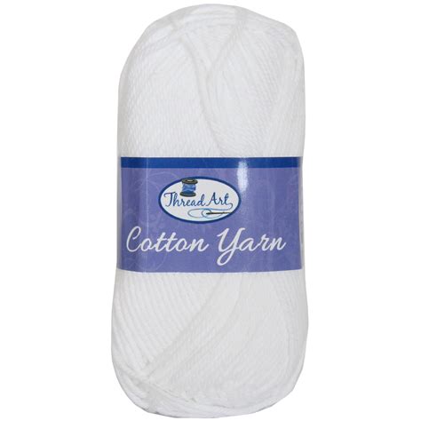 Threadart 100% Pure Cotton Crochet Yarn | White | 50 gram Skeins ...