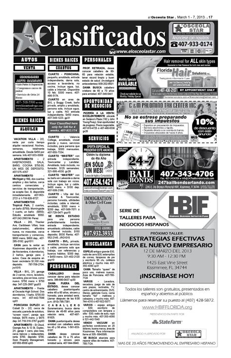 Classifieds / Clasificados - EL Osceola Star Newspaper by El Osceola ...