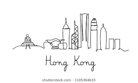 One line style Hong kong city skyline. Simple modern minimaistic style vector. | Skyline drawing ...