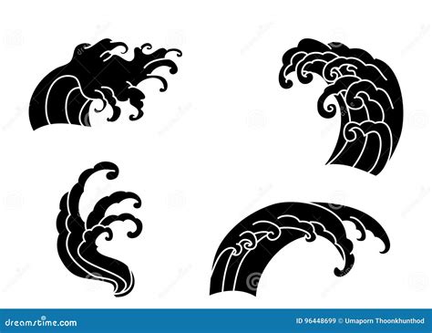 Wave Tattoo Design Isolate Vector Stock Vector - Illustration of ...