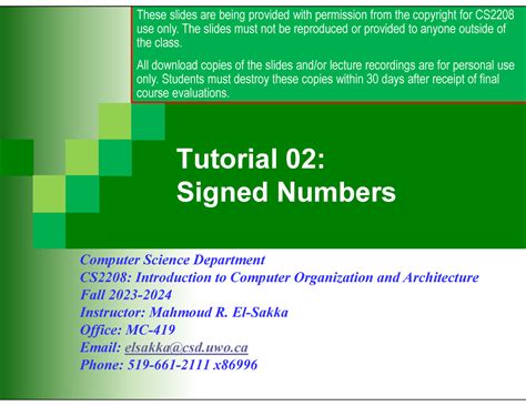 Tutorial 02 Signed Numbers - Tutorial 02:Signed Numbers Computer ...