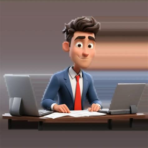 Professional PNG Cartoon Illustration Busy Employee at Desk with Piles ...