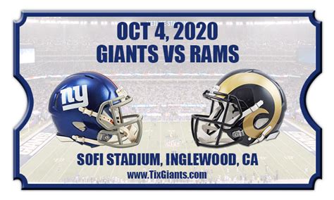 New York Giants vs Los Angeles Rams Football Tickets | 10/04/20