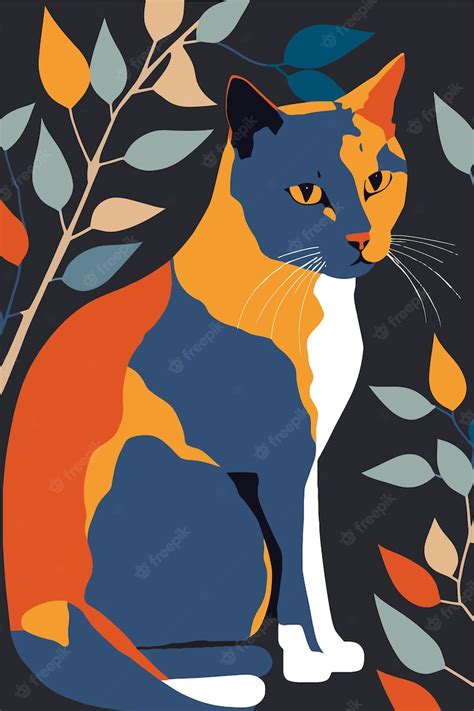 Premium Vector | Cat in matisse style abstract illustration for wall ...