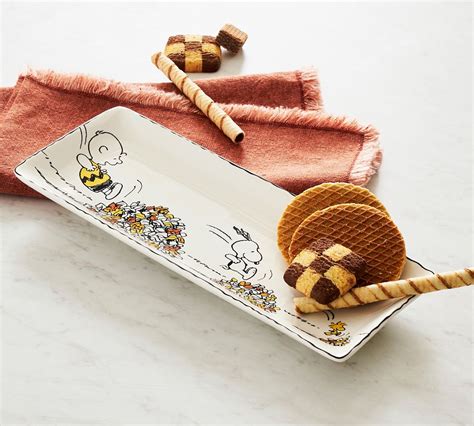 Peanuts™ Fall Leaves Stoneware Cookie Platter | Pottery Barn