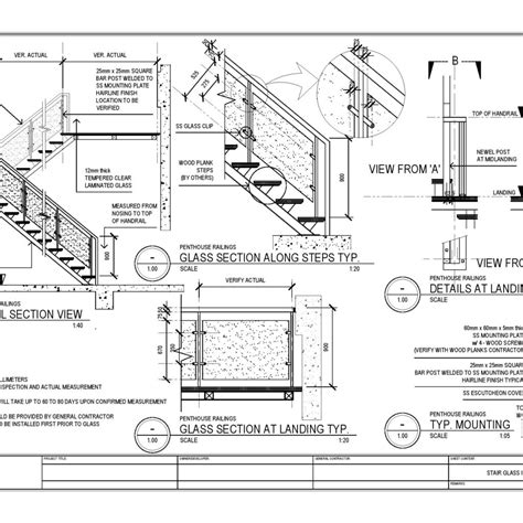 Glass Stair Railings - CAD Files, DWG files, Plans and Details