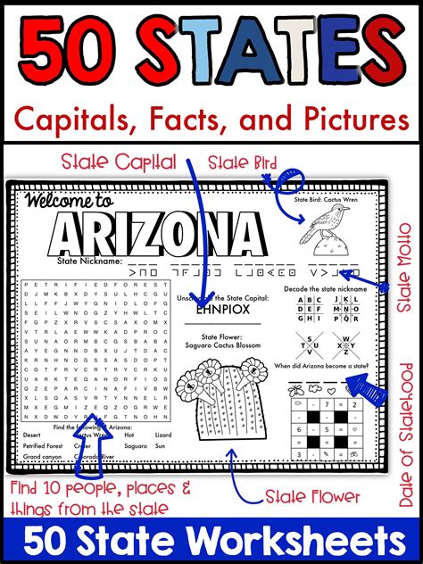 States and Capitals Puzzles and Worksheets | States and capitals ...