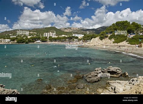 Spain, the Balearic Islands, Majorca, Paguera, bay, beach, hotels Stock Photo - Alamy