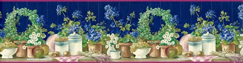 Country Kitchen Wallpaper Border Blue Flowers Green Leaf - Etsy Australia