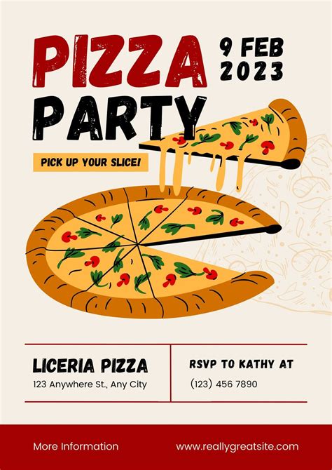 Pizza Party Invitation Template - Polito Weddings