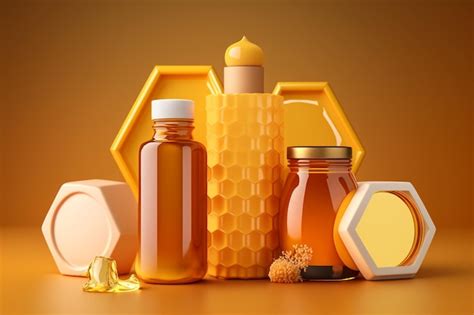 Premium AI Image | Propolis bottles with bee extract cosmetics based on beeswax beauty skin care ...