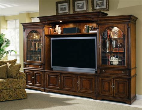 Brookhaven 65-Inch TV Home Theater Wall Unit in Distressed Cherry ...