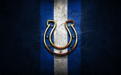 Download wallpapers Indianapolis Colts, golden logo, NFL, blue metal ...