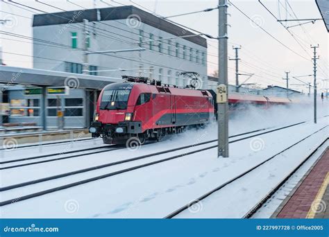 Oebb Railjet Passing the Train Station in Winter Editorial Stock Photo ...