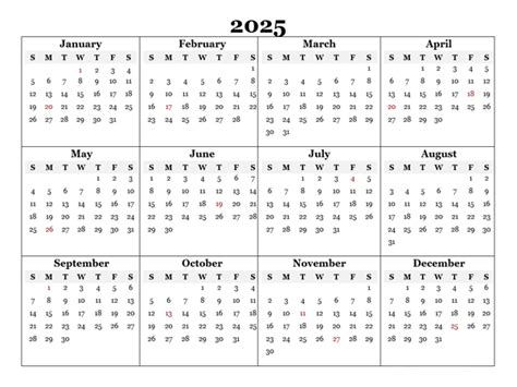 2025 Blank Yearly Word Calendar Template - Free Printable Templates