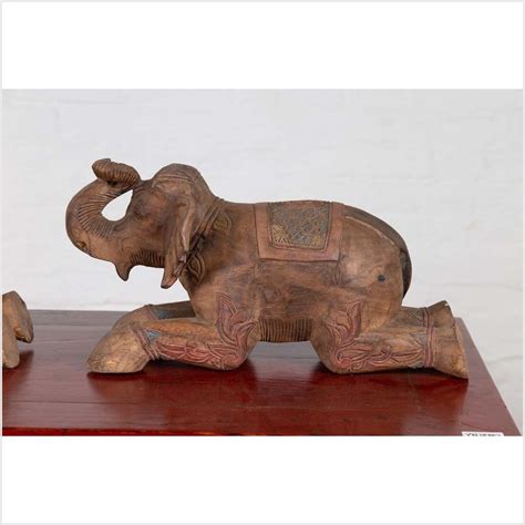 Thai Handmade Carved and Painted Elephant Sculptures | FEA Home