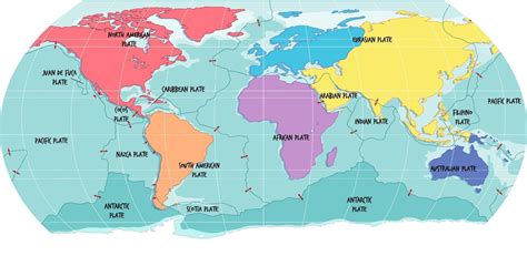 World Map With Tectonic Plates