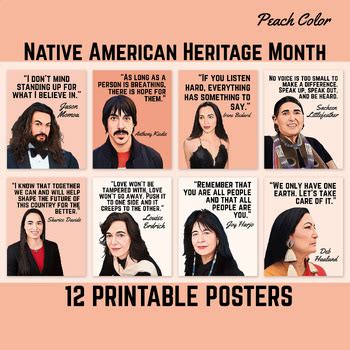 National Native American Heritage Month, Quotes Posters, Peach Color