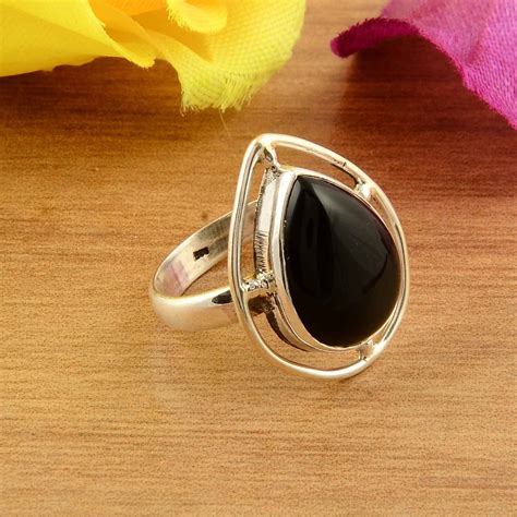 Black Obsidian Ring Engagement Ring Wedding Ring Boho Ring | Etsy