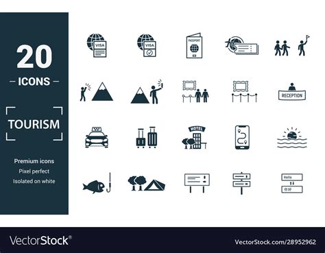 Tourism icon set include creative elements visa Vector Image