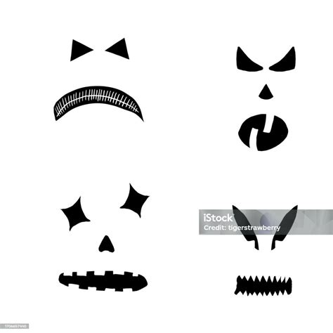 Halloween Set Of Monsters Characters Silhouettes For Carving And Cut Out Creation Halloween ...