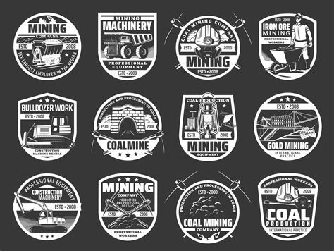 Coal mining industry isolated vector icons set 11154405 Vector Art at Vecteezy