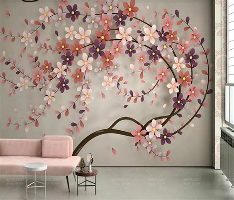 3D Tree Flowered Mural Wallpaper | Walling Shop