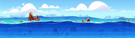 Ocean or sea underwater background cross section 16264338 Vector Art at ...