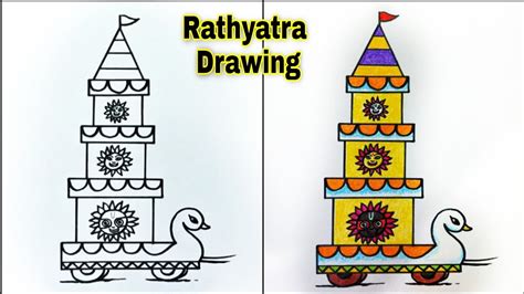 Rathyatra Drawing Step by Step | How to Draw a Rath Easy | Jagannath Rath Yatra Festival Drawing ...