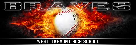 Panoramic Team Banner Baseball Sports Photo Template - On Fire