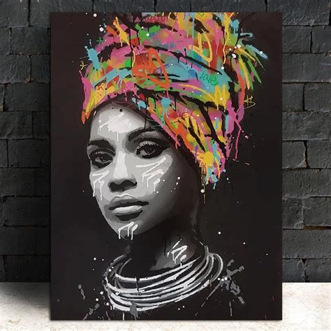 Abstract African Girl With Letters Wall Art Canvas Modern Pop Wall ...