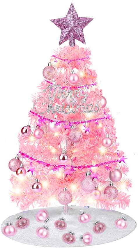 Amazon.com: GEDEGOOK 60CM Mini Christmas Tree, Pink Tabletop Christmas ...