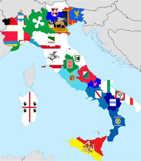 Flag map of Italian regions. - Maps on the Web