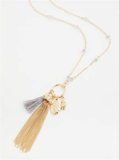 Gold-Tone Charm Tassel Necklace in 2021 | Tassel necklace, Handmade ...