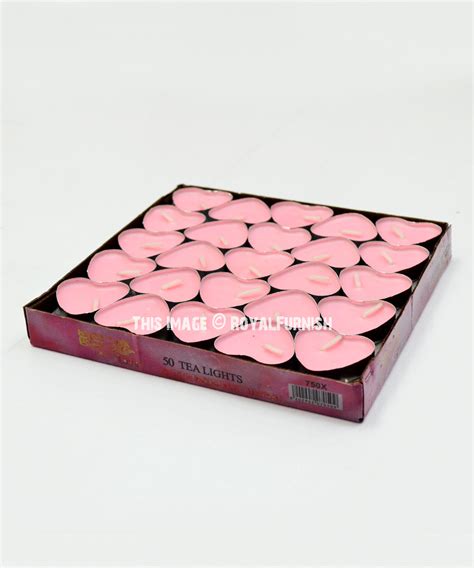 Pink Heart Shaped Scented Tealight Floating Candles Set of 50 - RoyalFurnish.com