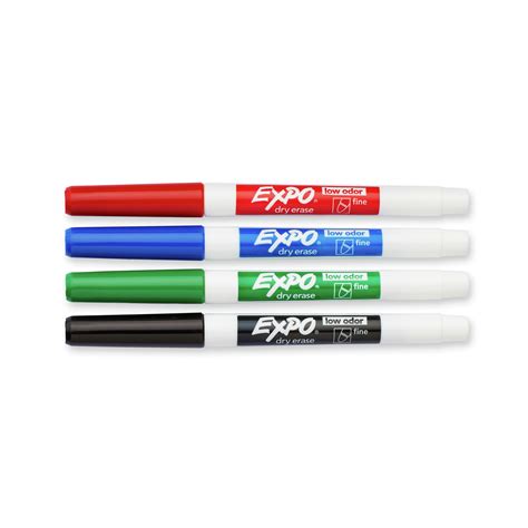 EXPO 86674 Low-Odor Dry-Erase Markers Fine Point Assorted Colors Pack Of 4