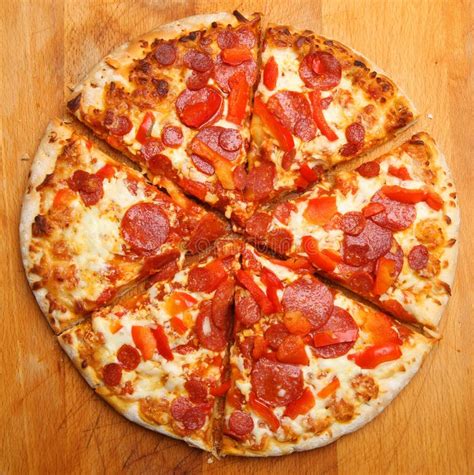 Pepperoni Pizza Sliced stock photo. Image of closeup - 17896086