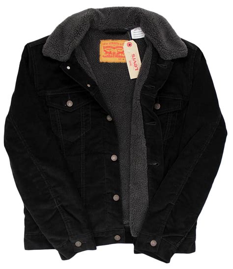 LEVI'S® Retro 1960s Mod Mens Cord Sherpa Trucker Jacket in Black