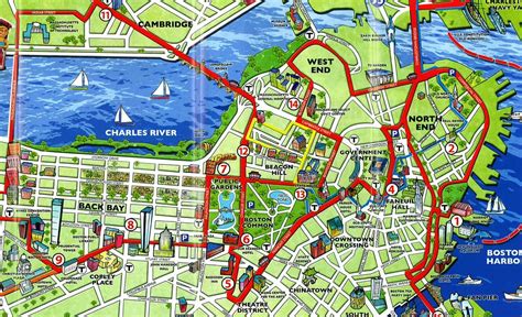 Boston attractions map - Map of Boston attractions (United States of ...