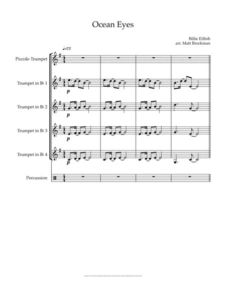 Ocean Eyes (arr. Matt Brockman) Sheet Music | Billie Eilish ...