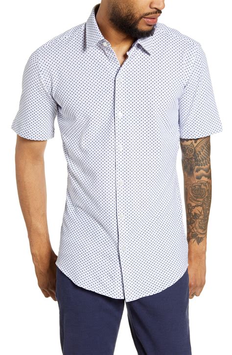 BOSS by Hugo Boss Cotton Robb Slim Fit Microdot Short Sleeve Button-up Shirt in Blue for Men - Lyst